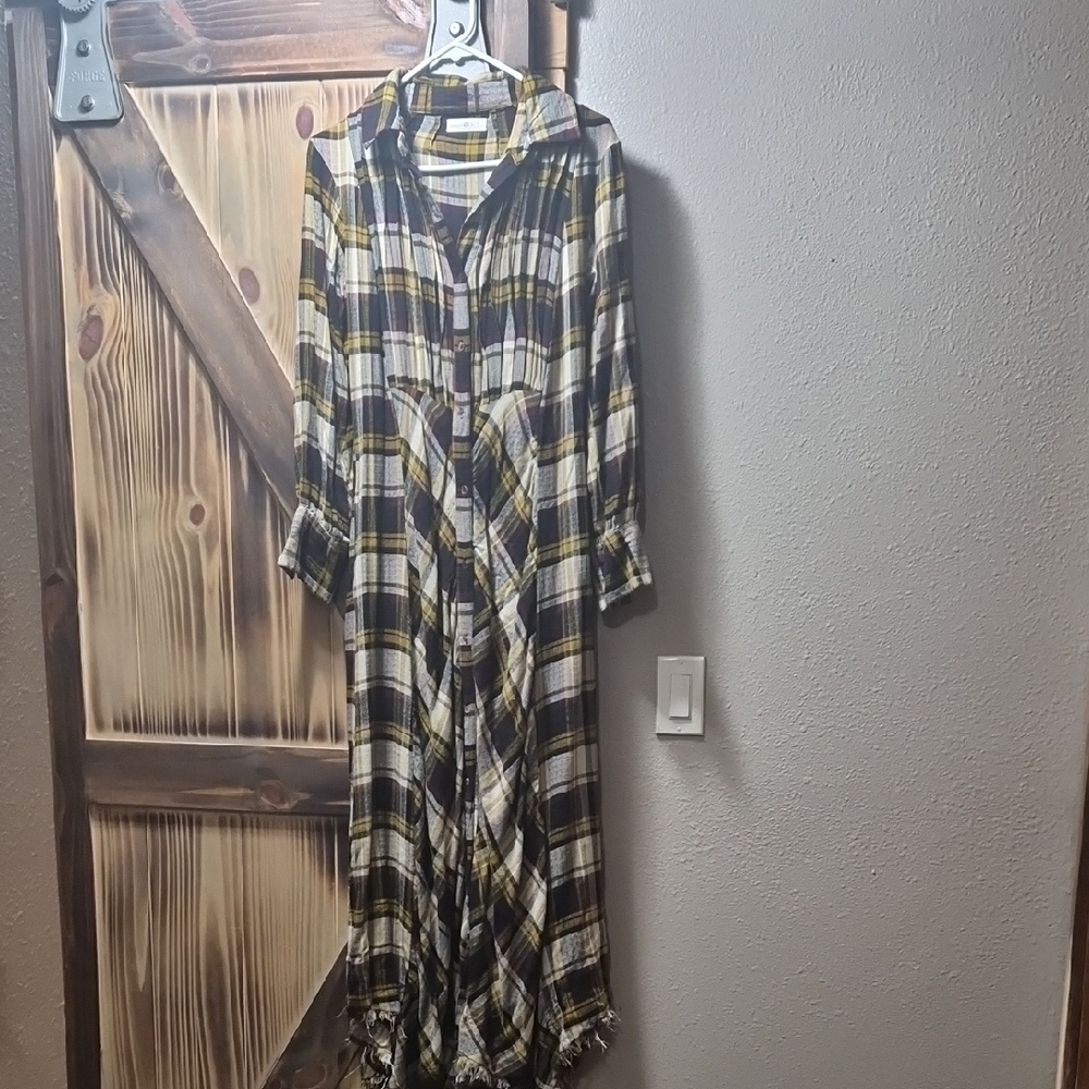 NATURAL LIFE Plaid Maxi Dress in Black, White, and Yellow